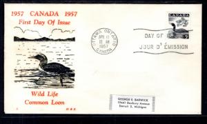 Canada 369 Loon H and E Label FDC