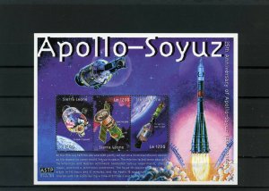 SIERRA LEONE 2000 SPACE APOLLO-SOYUZ SHEET OF 3 STAMPS MNH