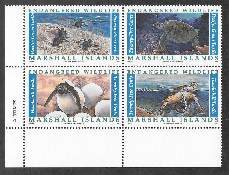 Marshall Islands Scott #380a Mint NH Block 4 Endangered Wildlife 2017 CV $3.25