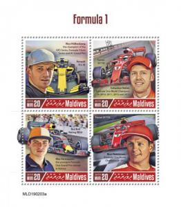 MALDIVES - 2019 - Formula 1 - Perf 4v Sheet - MNH