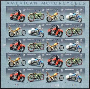 2006 39c American Motorcycles, Indian, Sheet of 20 Scott 4085-88 Mint F/VF NH