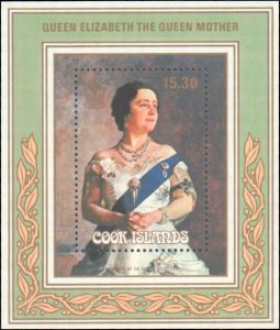 Cook Islands #875, Complete Set, Souvenir Sheet Only, 1985, Royalty, Art, Nev...