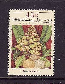 Christmas Is.-Sc#363b-used 45c Orchid-Flowers-1994-