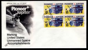 US 1556 Pioneer Jupiter Block of Four Artcraft U/A FDC