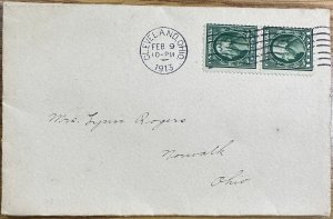 US #405 Used Pair on Cover w/1913 Cancel - 1c George Washington [CVR330]