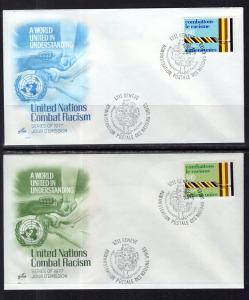 UN Geneva 69-70 Combat Racisim Artcraft Set of Two U/A FDC