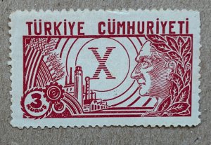 Turkey 1933 3k Turkish Republic - no gum. Scott 760, CV $0.65