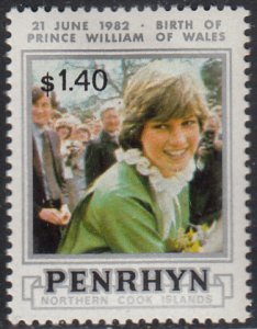 Penrhyn 1982 MH Sc #204a $1.40 Diana O/P Birth of Prince William 21 June 1982