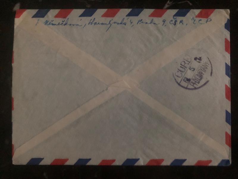 1960 Prague Czechoslovakia Airmail cover to Pyongyang North Korea DPR