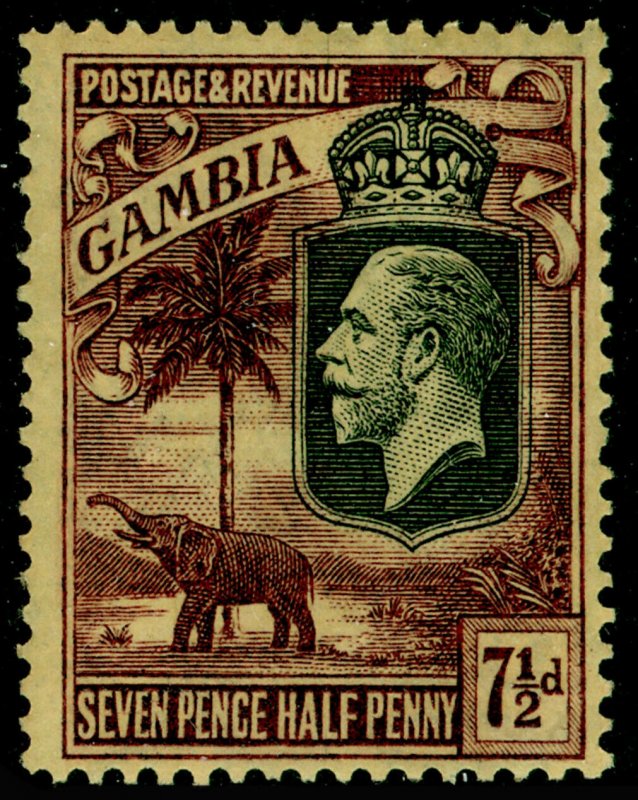 GAMBIA SG132, 7½d purple/yellow, LH MINT. Cat £24. WMK SCRIPT. 