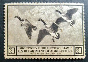 US 1936 Duck Stamp #RW3 MH CV $150