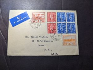 1946 England British Channel Islands Airmail Cover Guernsey to Dover NH USA