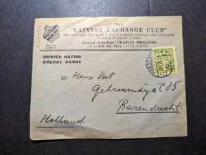 1931 Latvia Cover Riga to Barendrecht Holland Netherlands Latvian Exchange Club