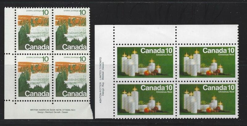 CANADA - PLATE & CORNER BLOCKS LOT #4 MNH CHRISTMAS INUK FIRE PREVENTION TUPPER