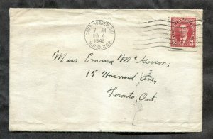 h175 - Canada CAMP BORDEN MPO 202 on 1942; 3c Mufti Straight Edge