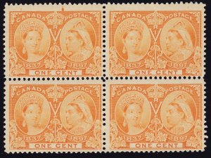 Canada Scott 51 2x2 block  Mint NH OG 1 cent Jubilee  Issue  Lot AC0001 bhmstamp