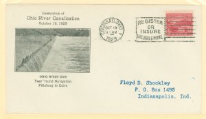 US 681 1929 2c Ohio River Canal Project single on an F. D. Shockley cacheted FDC