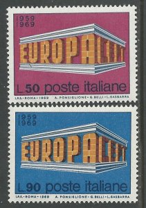 Italy # 1000-01  Europa 1969  (2)   Mint NH