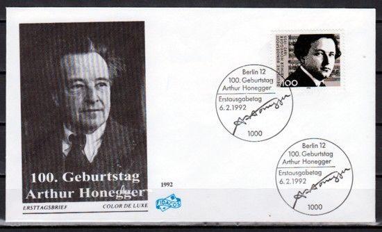 Germany, Scott cat. 1736. Composer A. Honegger issue. First day cover.