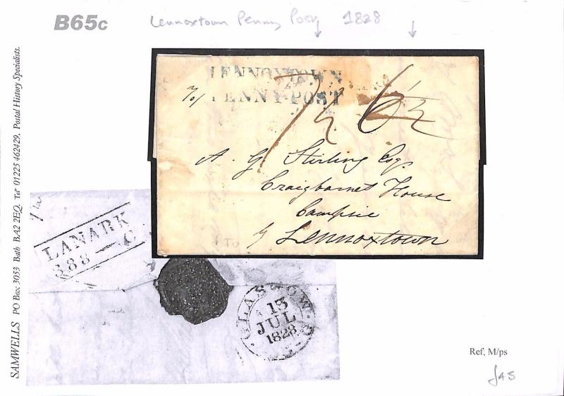 GB SCOTLAND Cover 1828 *LENNOXTOWN PENNY POST* Add Half Inspector {samwells}B65c 