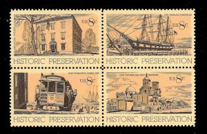 US 1972 Sc#' 1440-43 8c Historic Preservation Mint NH  Block of 4