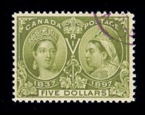 MOMEN: CANADA STAMPS #65 $5 JUBILEE USED VF