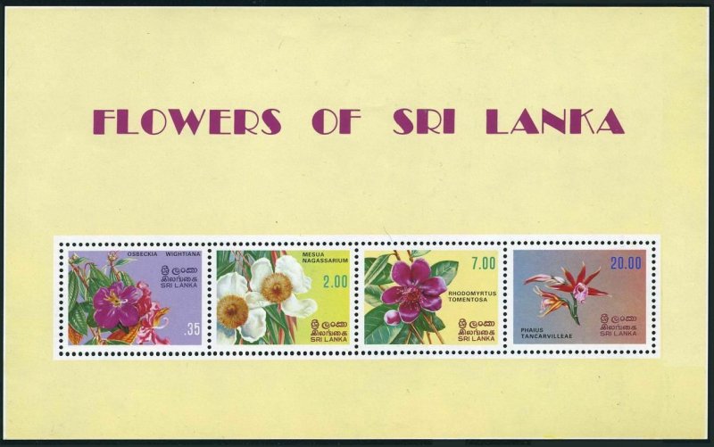 Sri Lanka 628-631,631a, hinged. Michel 576-579,Bl.18. Flowers of Sri Lanka 1982. 