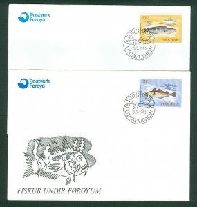 Faroe Islands. 2 FDC Cachet 1983. Fish. Scott # 97-98.