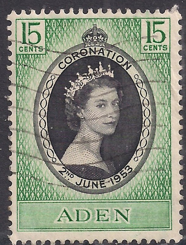 Aden 1953 QE2 15cts Coronation used SG 47 ( B123 )