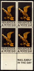 US Stamp #1344 MNH - Register and Vote Mail Early Block of 4