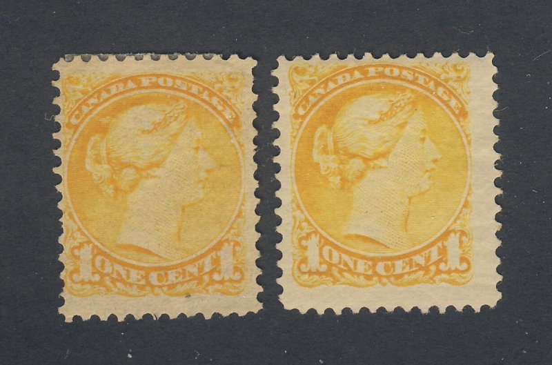 2x Canada Small Queen stamps; 2x #35-1c MHR F/VF Guide Value = $80.00