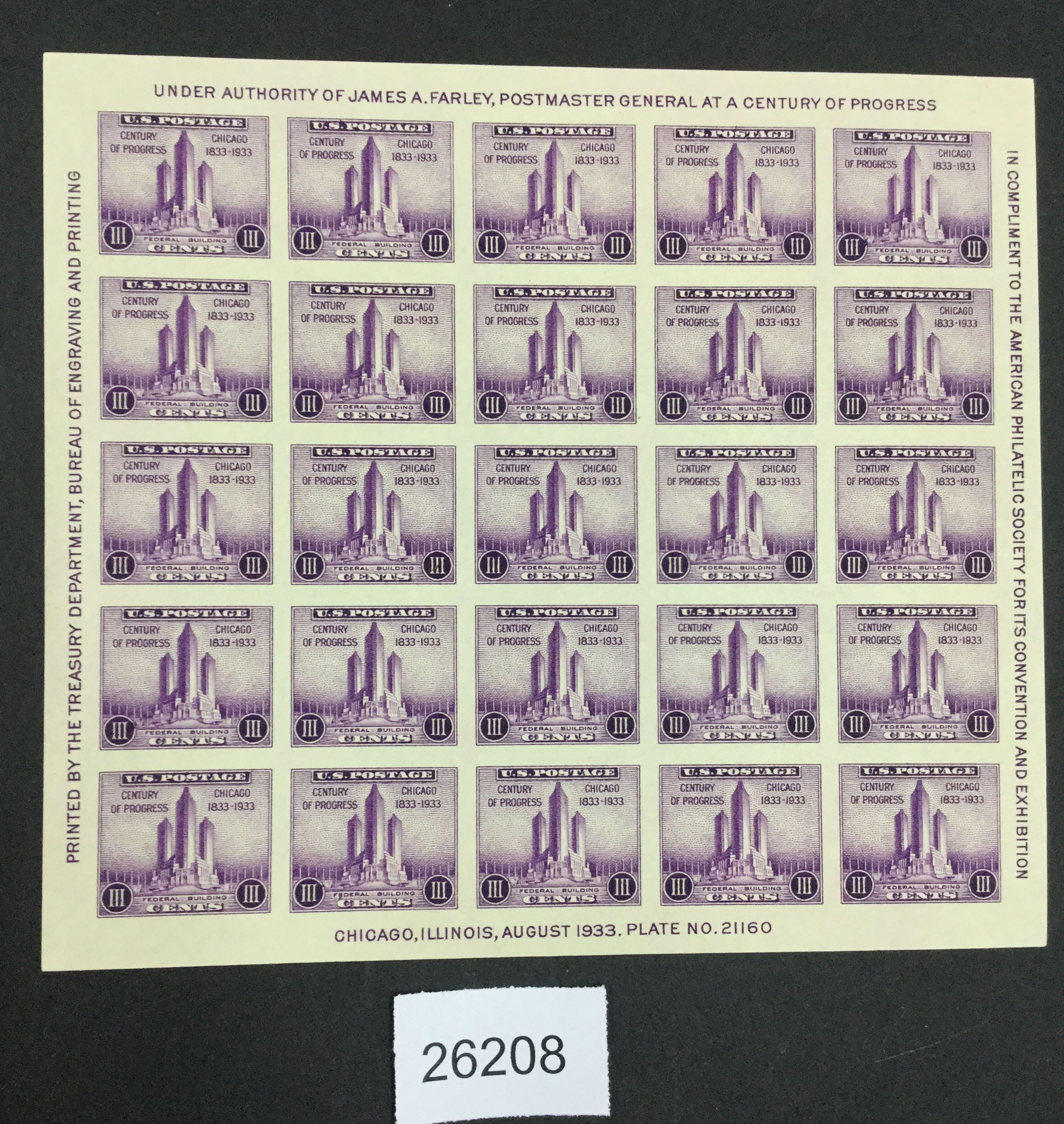 US Stamps 731 Sheet NO GUM as Issued LOT 26208 United States, General Issue Stamp / HipStamp