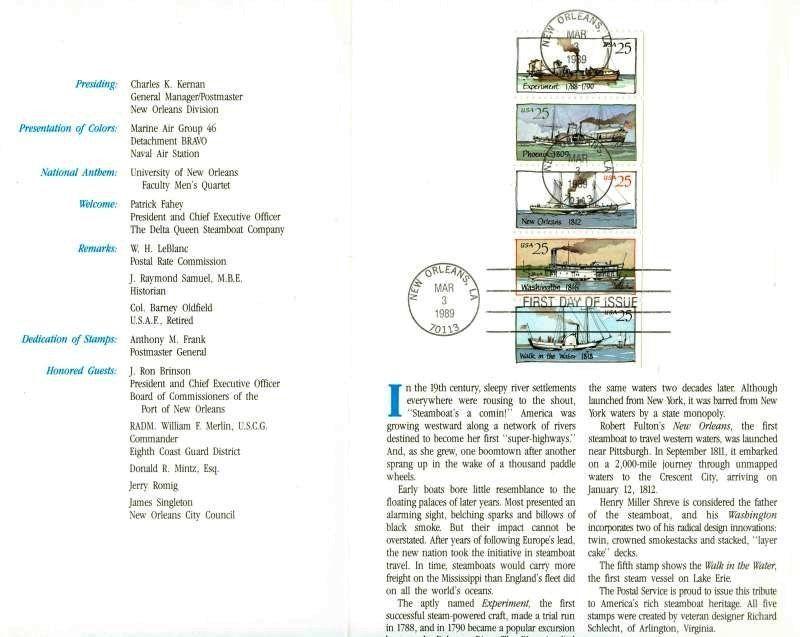 1989 STEAMBOATS Sc 2409a  Ceremony Program
