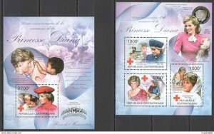 2011 Central Africa Royal Family Princess Diana Red Cross Bl+Kb ** Ca1008