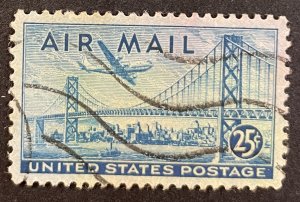 US #C36 Used VF 25c Airmail - Oakland Bay Bridge 1947 [B40.3.4]