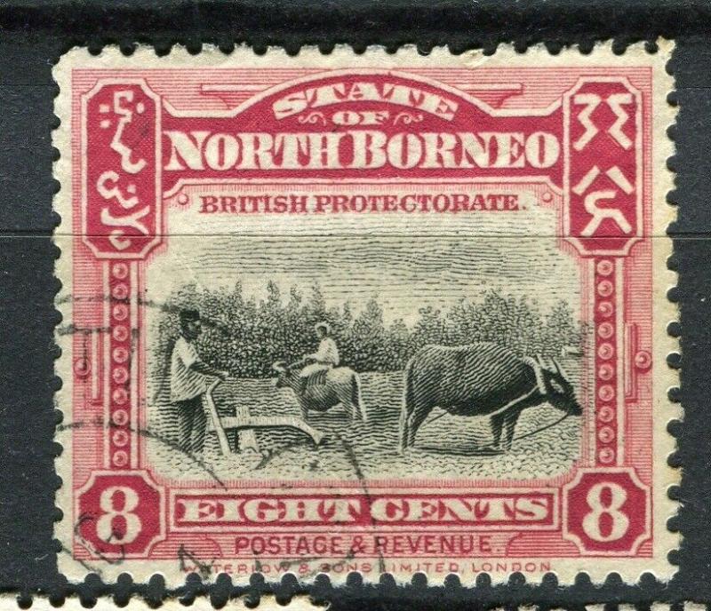 NORTH BORNEO; 1925 early Pictorial issue fine used 8c. value + Postal cancel