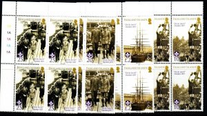 FALKLAND ISLANDS SG1078/81 2007 SCOUTS  IN BLOCKS OF 4  MNH