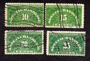 Special Handling Stamps Scott # QE1 - QE4, used CV = $7.15, Lot 220360 -02