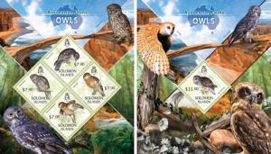 Owls Eulen Birds Vögel Animals Fauna Solomon Islands MNH stamp set