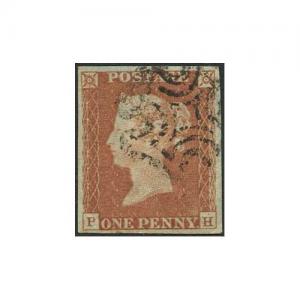 1841 Penny Red (PH) Plate 19 (Couple of Creases) Four Margins Cat 70 pounds