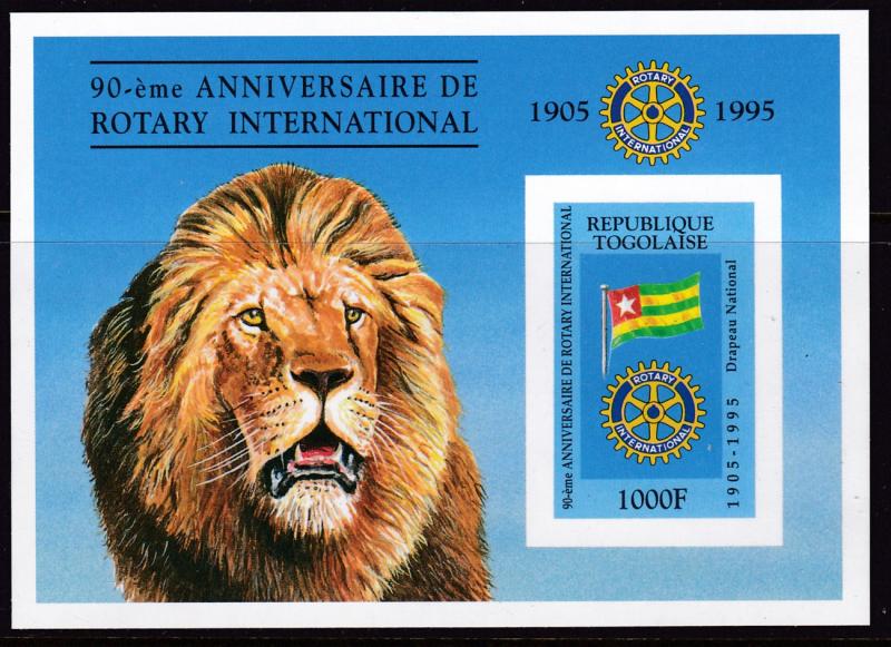 Togo 1995 Rotary International Lion Togo Flag Souvenir Sheet VF/NH