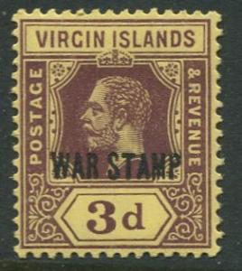 Virgin Is.- Scott MR2 - KGV War Stamp -1916-17 - MNLH - Single 3p Stamp