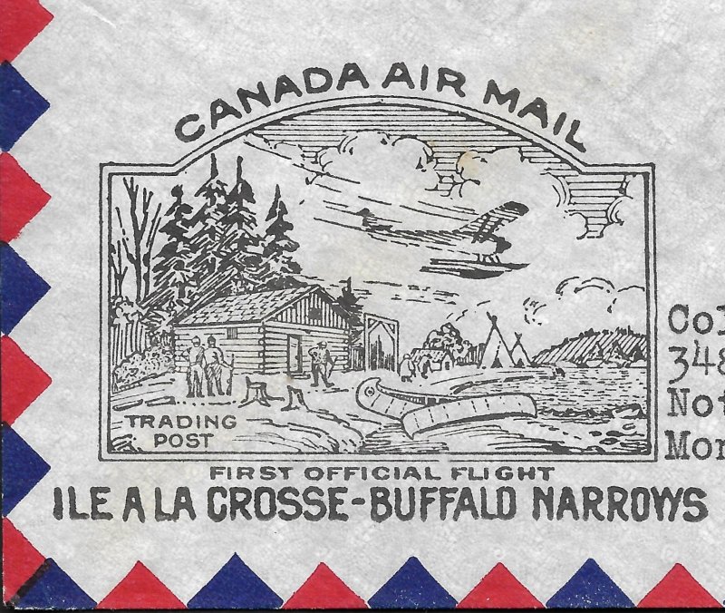 Doyle's_Stamps: Canadian Postal History: Ile a La Crosse-Buffalo Narrows 1st Flt