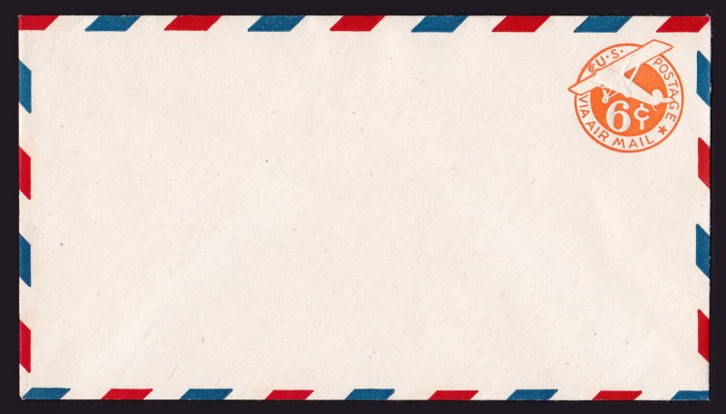 US SCOTT #UC6 PLANE 6 CENT STATIONARY BORDER B ENVELOPE SIZE 13 ⭐ UNUSED ⭐