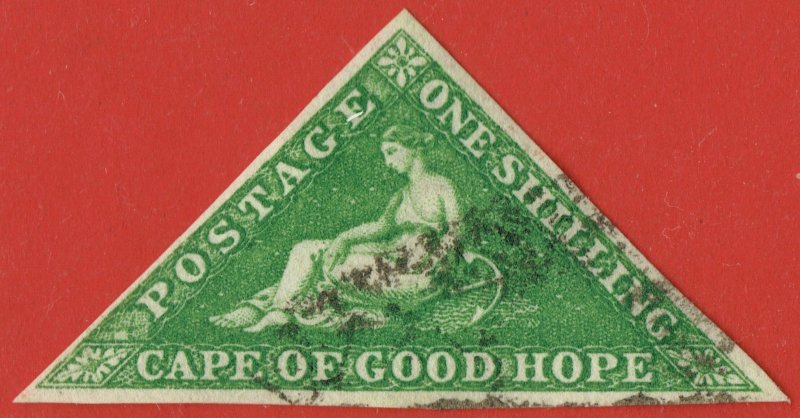 [mag975] CAPE OF GOOD HOPE 1863 1/- Green SG#21 used cv:£700/$950 LUXE