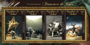 Chad - 2021 Spanish Artist Francisco Goya - 4 Stamp Sheet - TCH210243a