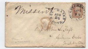 1850s #11 cover Westchester NY /New Haven CT missent [h.4667]