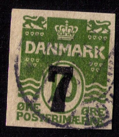 Denmark Overprint 7 Used Postal Stationary Cut Corner F-VF