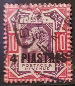 1910 Great Britain in Turkey Scott #- 10 King Edward VII 4 Piastres on 10d USED