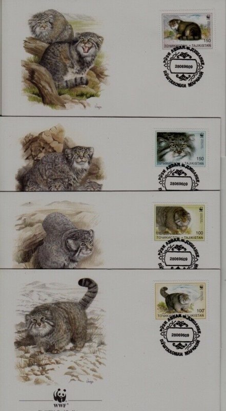 Tajikistan 92-95 FDC WWF-96/Cats